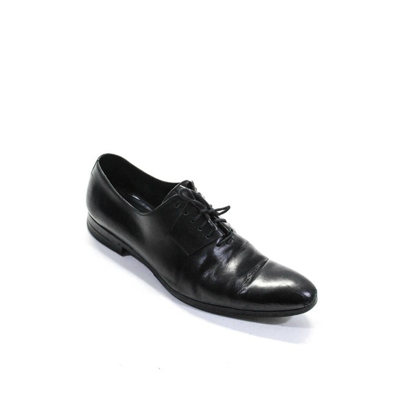 Christian Dior Men's Black Leather Lace Up Pointed Toe Oxfords - Used- Size 41.5